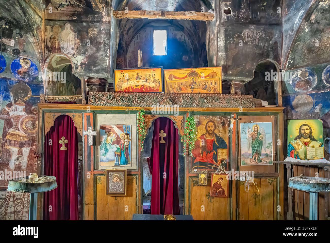 Icônes dans le monastère de la Sainte Dormition, Goranxi, Albanie Banque D'Images