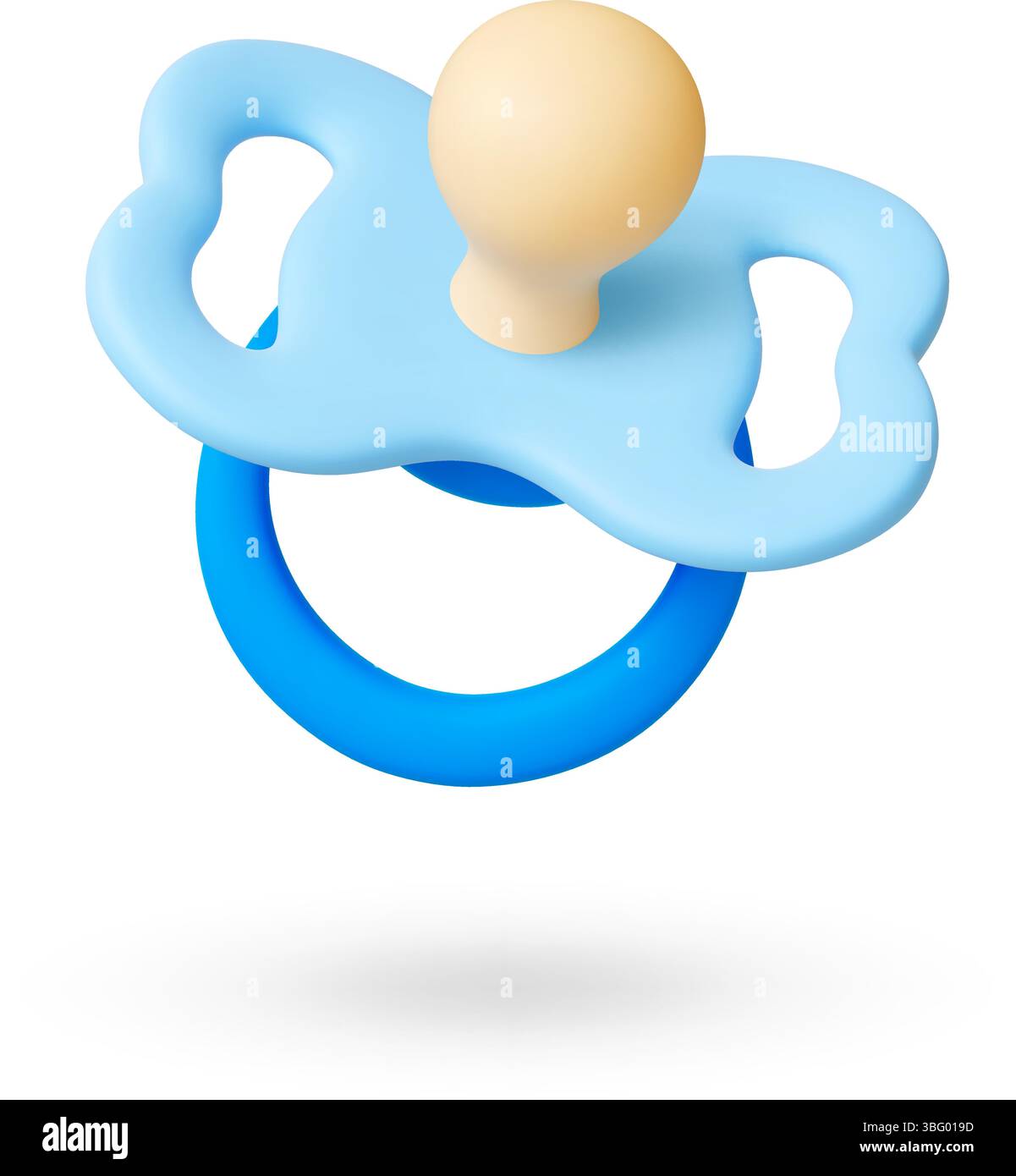 Icône sucette bébé garçon 3D. Mamelon en silicone bleu réaliste isolé avec éléments en plastique. Accessoire nouveau-né pour calmer, vecteur de rendu sucette pour tout-petit Illustration de Vecteur
