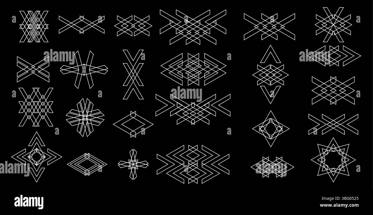 Collection de motifs abstraits géométriques d'art au trait et symboles minimaliste Desig. Illustration de Vecteur