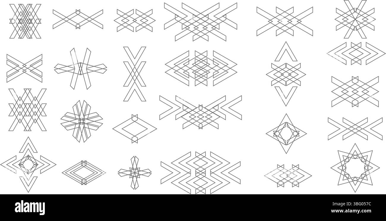 Collection de motifs abstraits géométriques d'art au trait et symboles minimaliste Desig. Illustration de Vecteur