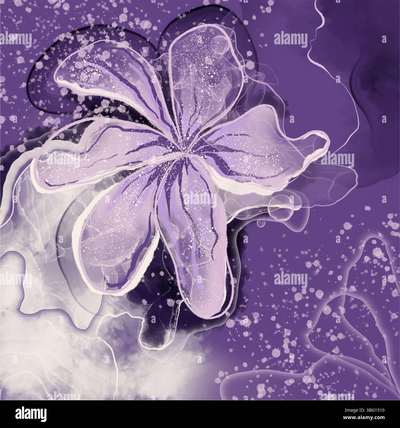 Fleur violette dans la technique de l'art fluide Banque D'Images Fleur violette dans la technique de l'art fluide Banque D'Images