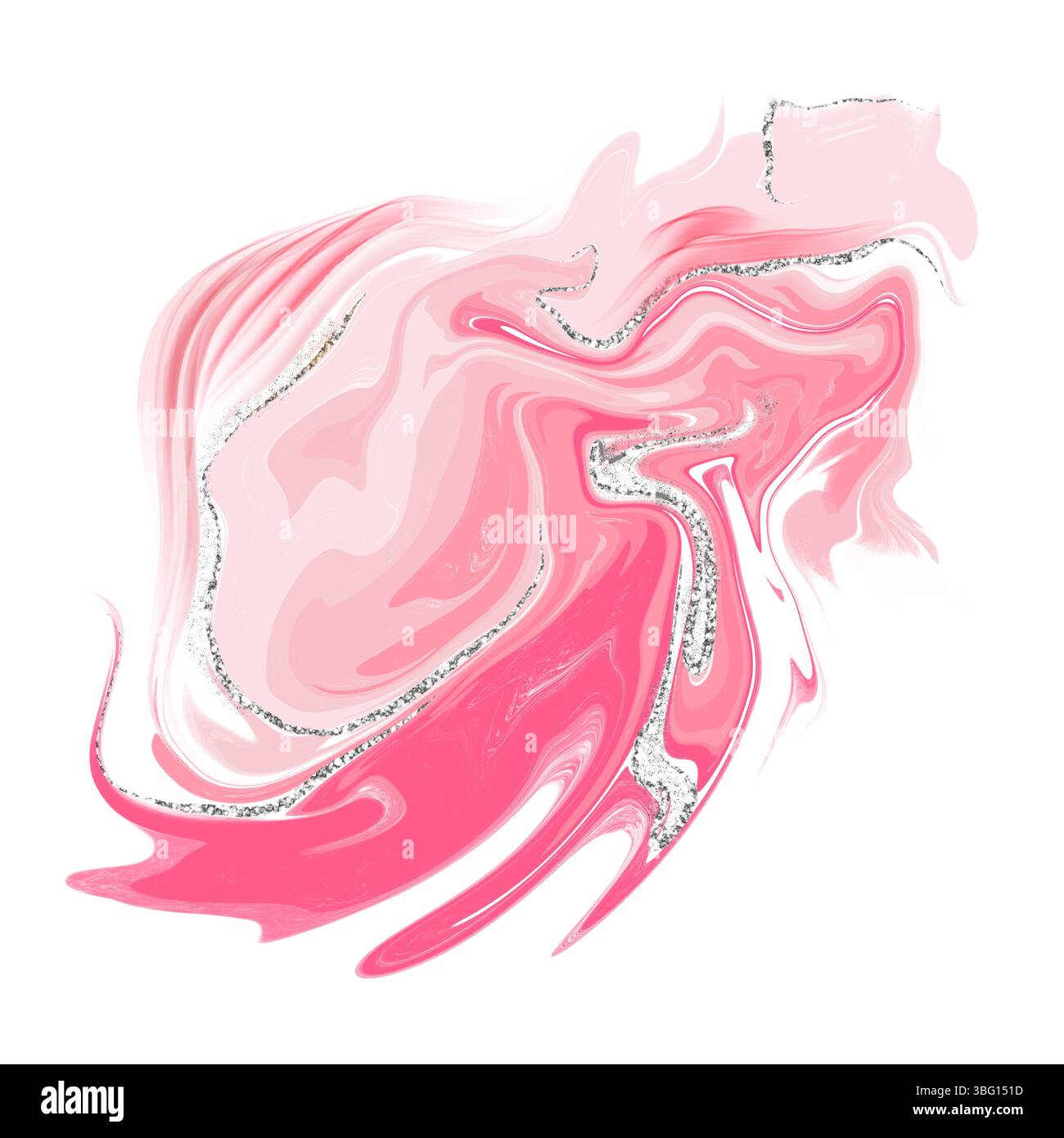 Tache abstraite avec des lignes argentées et des éclaboussures dans la technique de l'art fluide Banque D'Images Tache abstraite avec des lignes argentées et des éclaboussures dans la technique de l'art fluide Banque D'Images