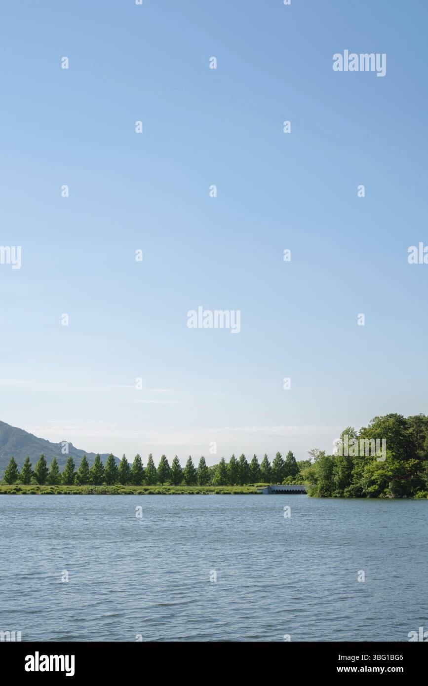 Vue sur le lac de Seoul Grand Park à Gwacheon, Corée Banque D'Images