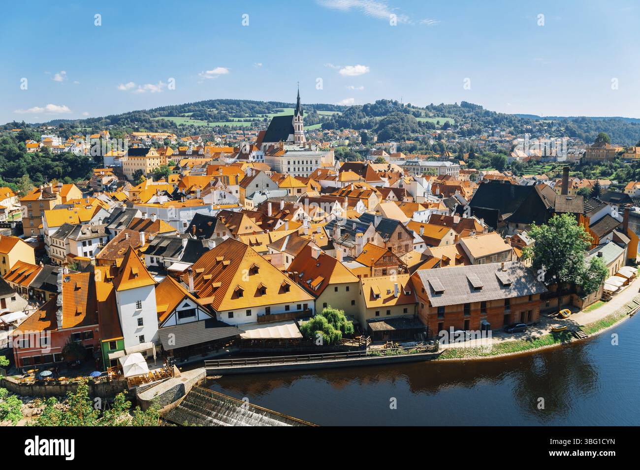La vieille ville de Cesky Krumlov et Vltava en tchèque Banque D'Images