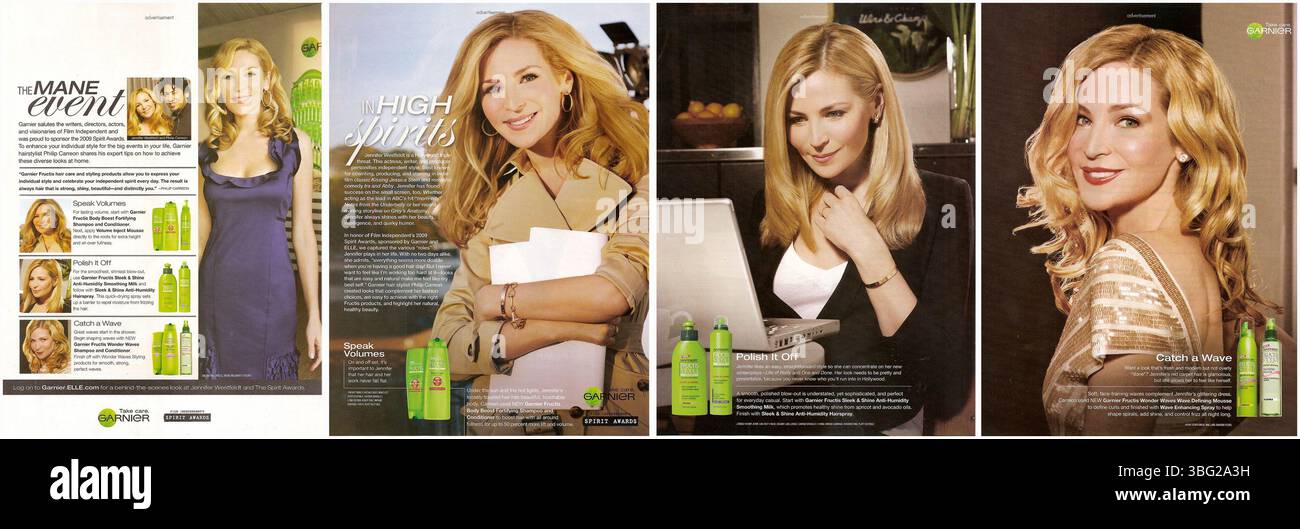 2009 Garnier shampooing & revitalisant publicité de produits capillaires mettant en vedette Jennifer Westfeldt Banque D'Images