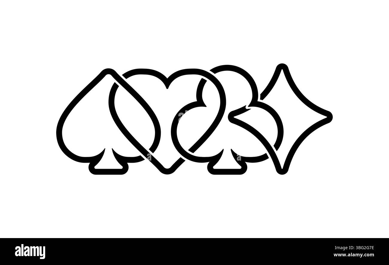 Costumes de cartes à jouer. Costumes de cartes à jouer au poker et au casino. Poker et Casino. Illustration de Vecteur