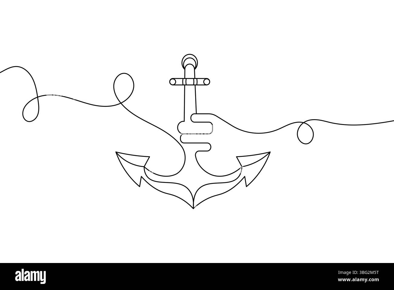 Minimaliste continu d'une ligne Anchor dessin illustration de conception d'art nautique. vecteur Illustration de Vecteur