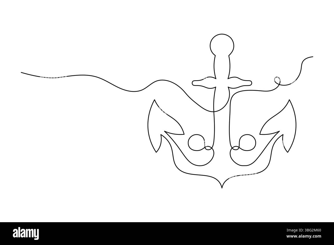 Minimaliste continu d'une ligne Anchor dessin illustration de conception d'art nautique. vecteur Illustration de Vecteur
