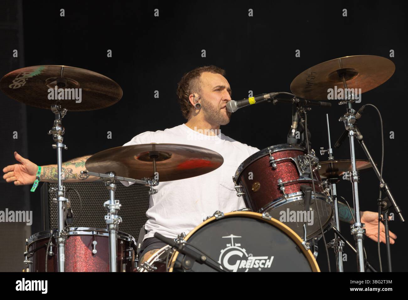 Les Meffs jouent en direct au festival Bearded Theory, Catton Hall, Derbyshire, mai 2025 Banque D'Images