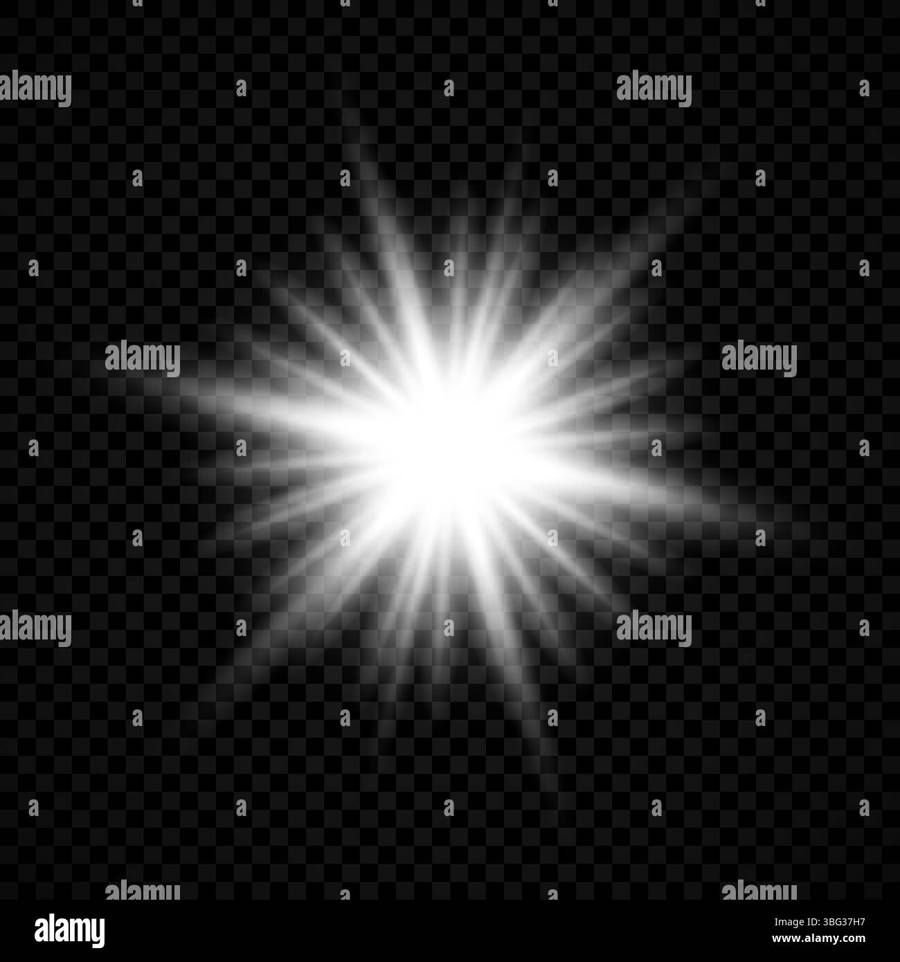 Effet lumineux des reflets de lentille. Lumières blanches brillantes effets d'étoiles avec des étincelles sur un fond transparent. Illustration vectorielle Illustration de Vecteur