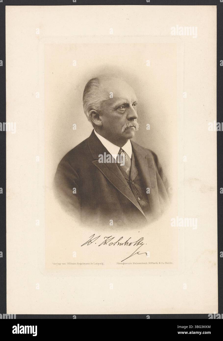 Portrait de Hermann von Helmholtz, mathématicien et médecin allemand, connu pour ses contributions aux mathématiques, à la physique, à l'optique, à l'acoustique, à la physiologie, et psychologie. Son héritage est honoré par l’Association Helmholtz, la plus grande institution de recherche d’Allemagne. Banque D'Images