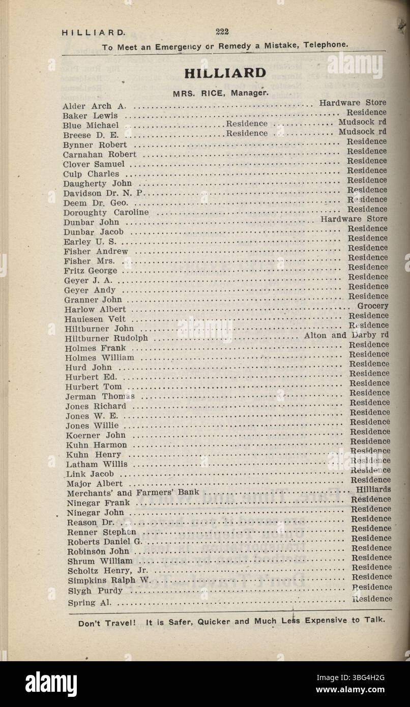 La page 236 de l'annuaire téléphonique de Columbus de 1907 contient des listes résidentielles et commerciales pour Columbus, Ohio, documentant les numéros de téléphone, les adresses et les noms des personnes et des entreprises de la ville. Ceci sert de registre historique de la vie sociale et commerciale de la ville. Banque D'Images