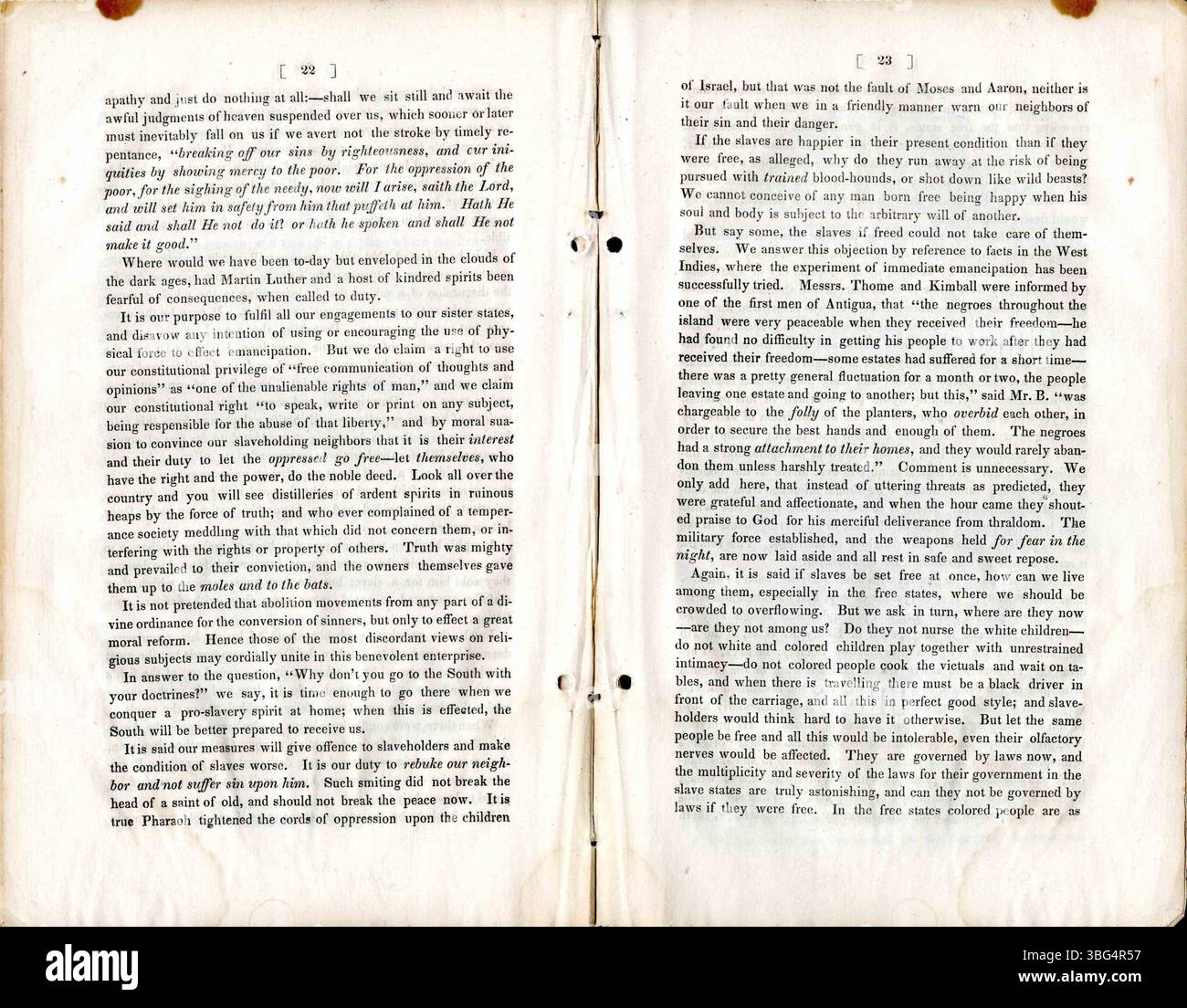Les actes de la convention de l'Indiana de 1838 à Milton, où une société anti-esclavagiste a été fondée. Le document comprend la constitution, le discours et les détails organisationnels de la société. Banque D'Images