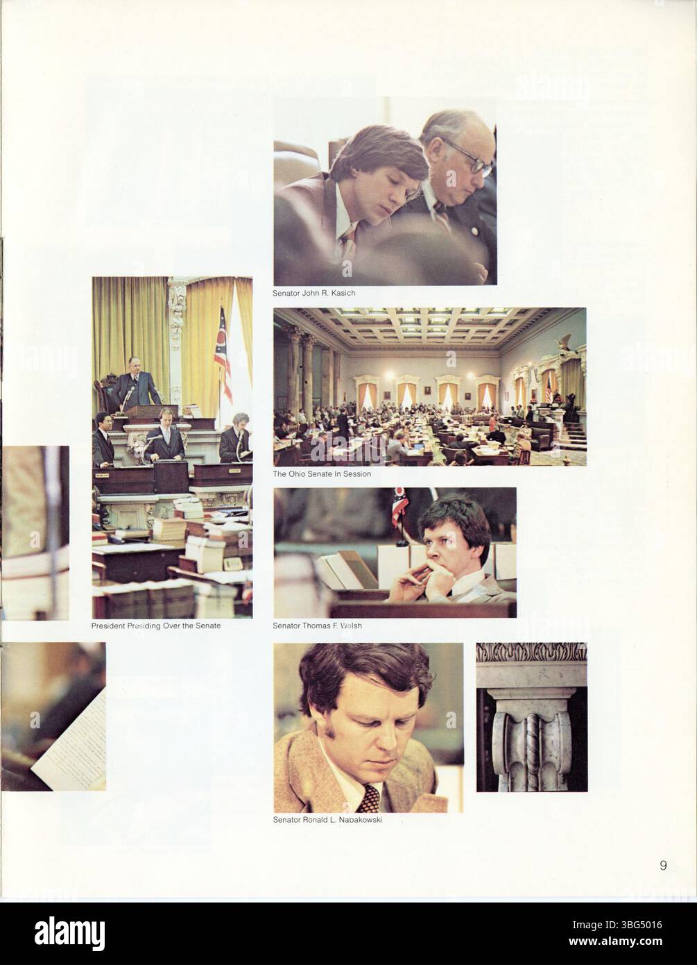 Un dépliant de la 113e Assemblée générale du Sénat de l'Ohio (1979-1980) présentant une liste des sénateurs et de leurs districts. Ce document visait à promouvoir la compréhension du processus législatif de l’Ohio et à encourager la participation à la politique de l’État. Banque D'Images