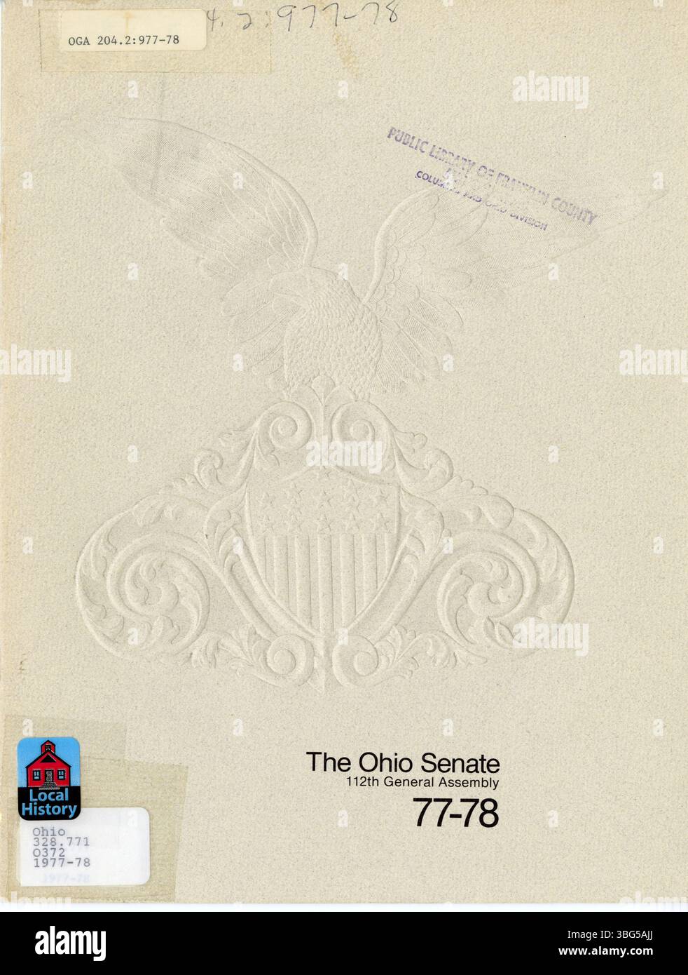 Cette brochure a été publiée pour aider les citoyens de l'Ohio à comprendre les fonctions du Sénat de l'Ohio lors de la 112e Assemblée générale de 1977 à 1978. Il comprend une liste des sénateurs des États et de leurs districts. Banque D'Images