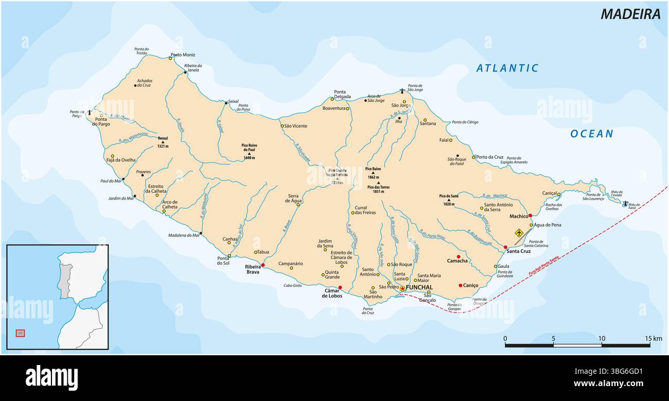 Carte de l'île portugaise de Madère Banque D'Images