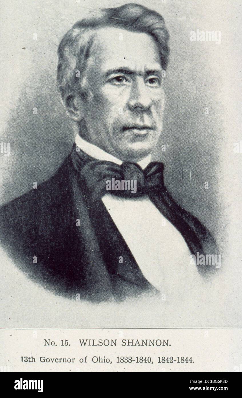 Wilson Shannon (1802-1877), une personnalité politique éminente, a été gouverneur de l'Ohio en deux termes (1838-1840, 1842-1844). Il a également été ambassadeur au Mexique (1844-1845) et représentant à la Chambre des représentants des États-Unis (1853-1855). Il devint plus tard gouverneur territorial du Kansas. Banque D'Images