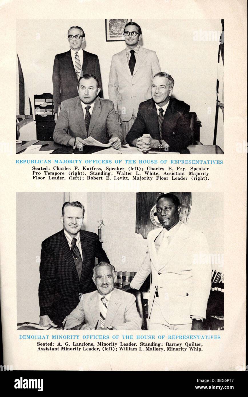 Cette brochure de la 109e Assemblée générale de l'Ohio (1971-1972) offre un aperçu historique du gouvernement de l'État et énumère les membres de l'Assemblée. Banque D'Images