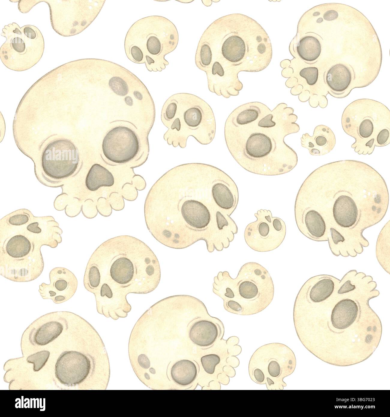 Modèle sans couture avec des crânes de différentes formes Banque D'Images