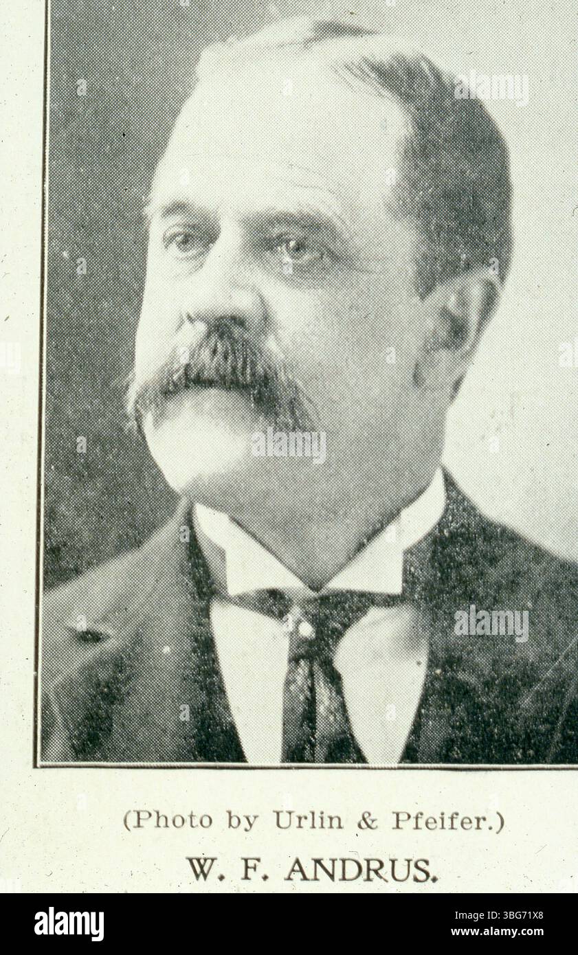 Portraits de William Francis Andrus (1849-1914), fondateur de Columbus Coffee and Spice Mills en 1873. Il était un homme d'affaires éminent à Colomb à la fin du XIXe siècle et au début du XXe siècle. Banque D'Images
