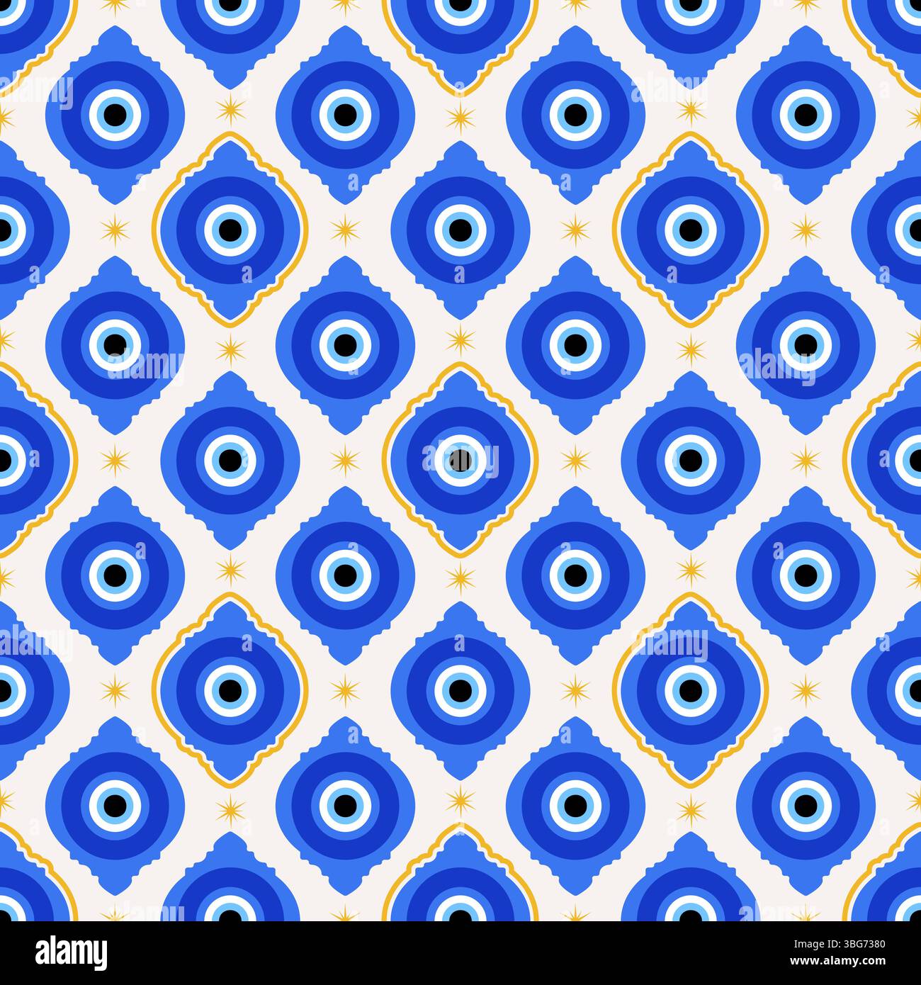 Mauvais œil fond sans couture. Perle bleue grecque et turque. Vecteur modèle magique avec nazar ethnique - symbole de protection et de chance. Traditionnel Illustration de Vecteur