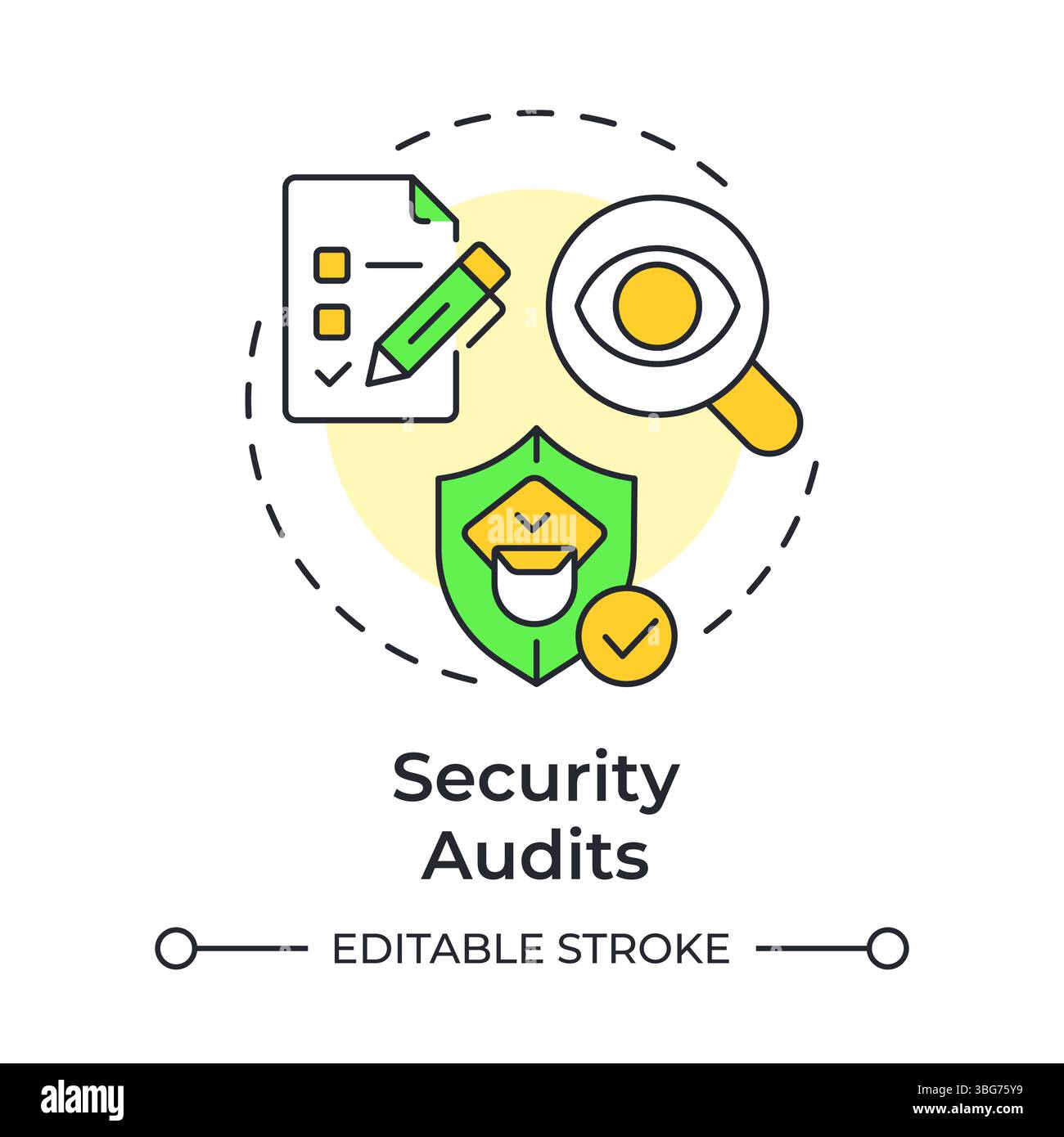 Icône de concept multicolore des audits de sécurité Illustration de Vecteur