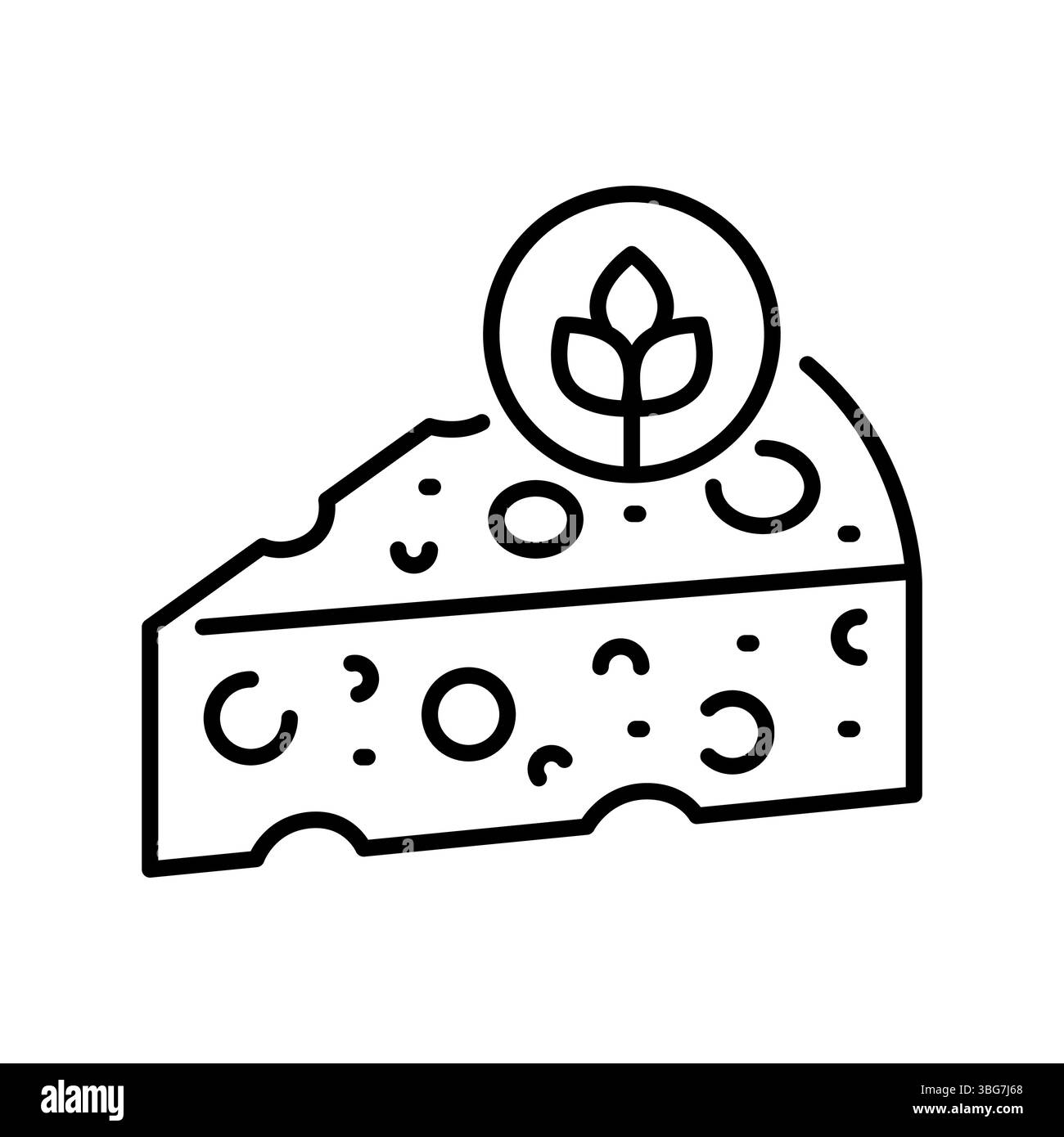 Icône de ligne noire de fromage à base de plantes pour les projets numériques et imprimés. Icônes nettes minimales pour les applications et les sites Web. Icônes simples modernes pour UI UX et marque Illustration de Vecteur