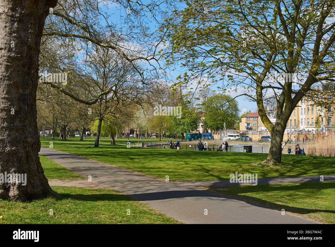 Clapton Common, Stamford Hill, Londres Royaume-Uni, au printemps Banque D'Images