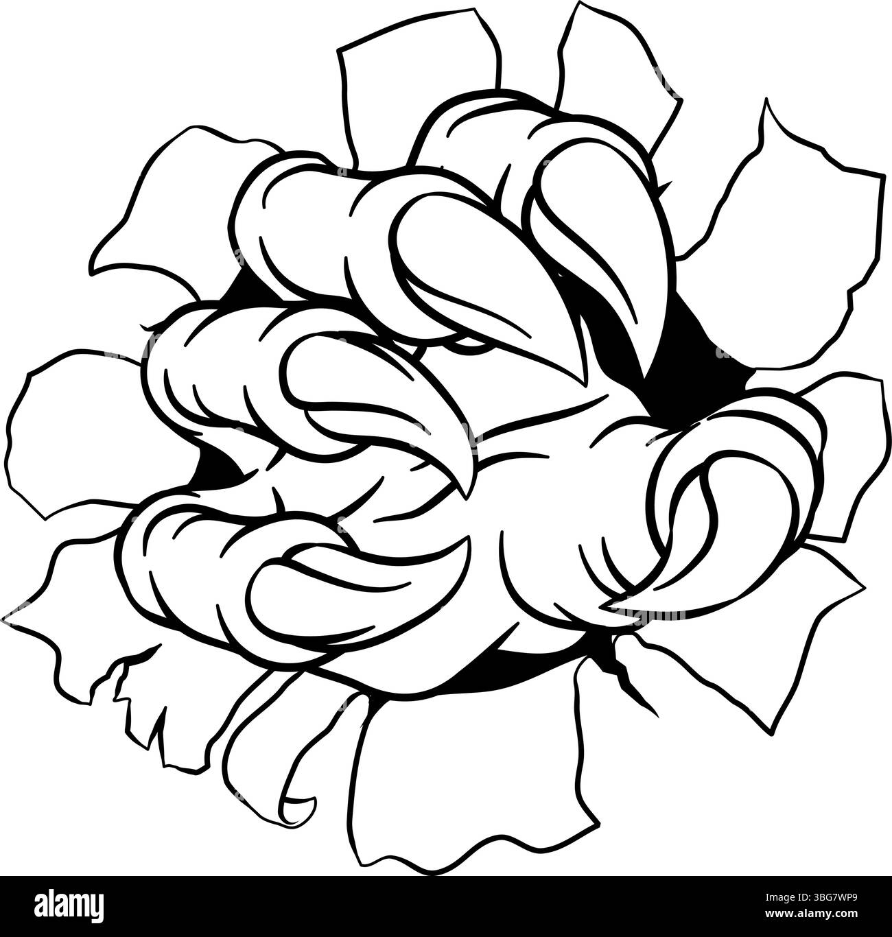 Griffe Monster Dinosaur Eagle Dragon main RIP Tear Illustration de Vecteur