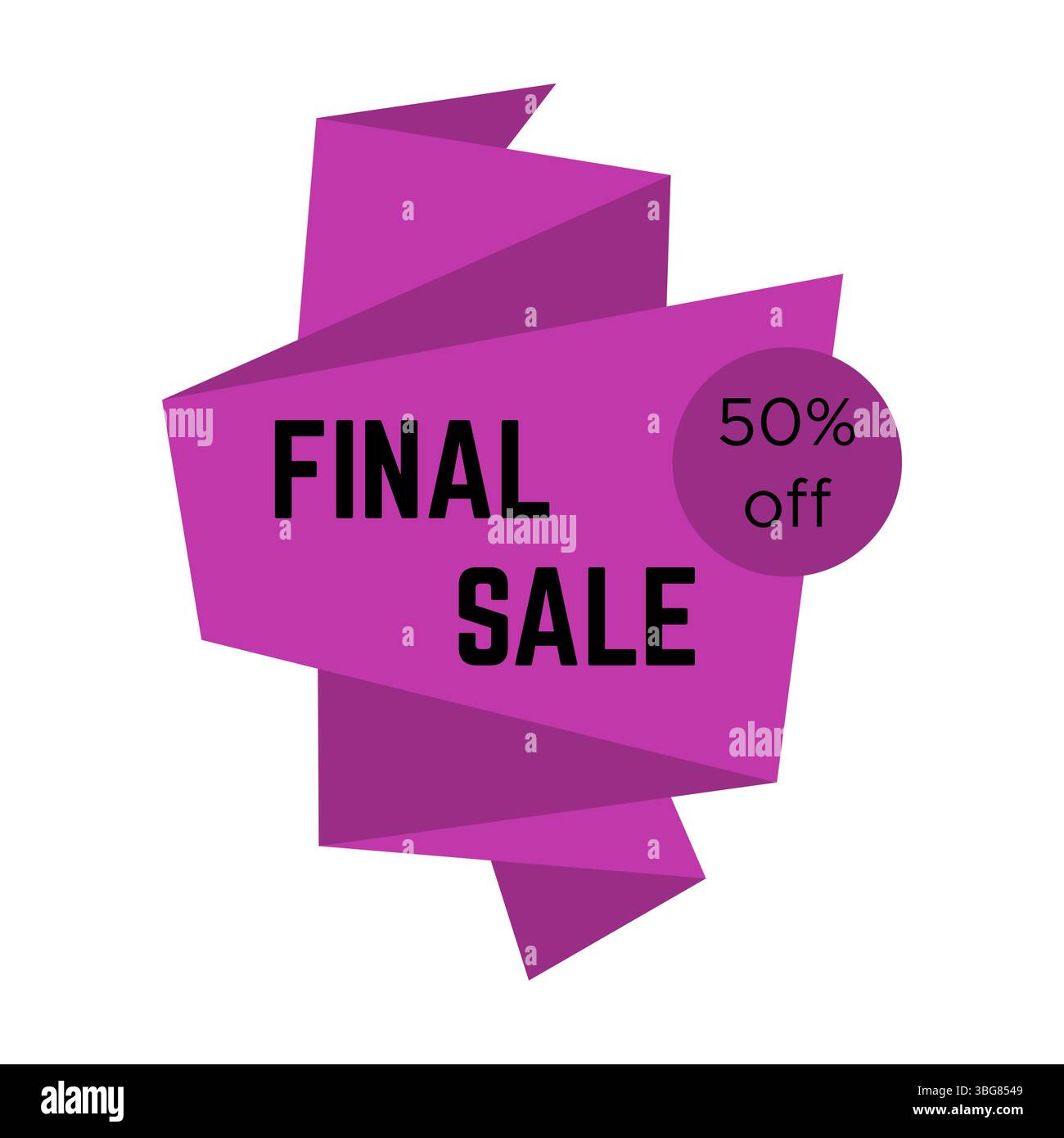 Autocollant de vente finale violet avec texte dans le style origami. Modèle d'étiquette de vente. Illustration vectorielle Illustration de Vecteur