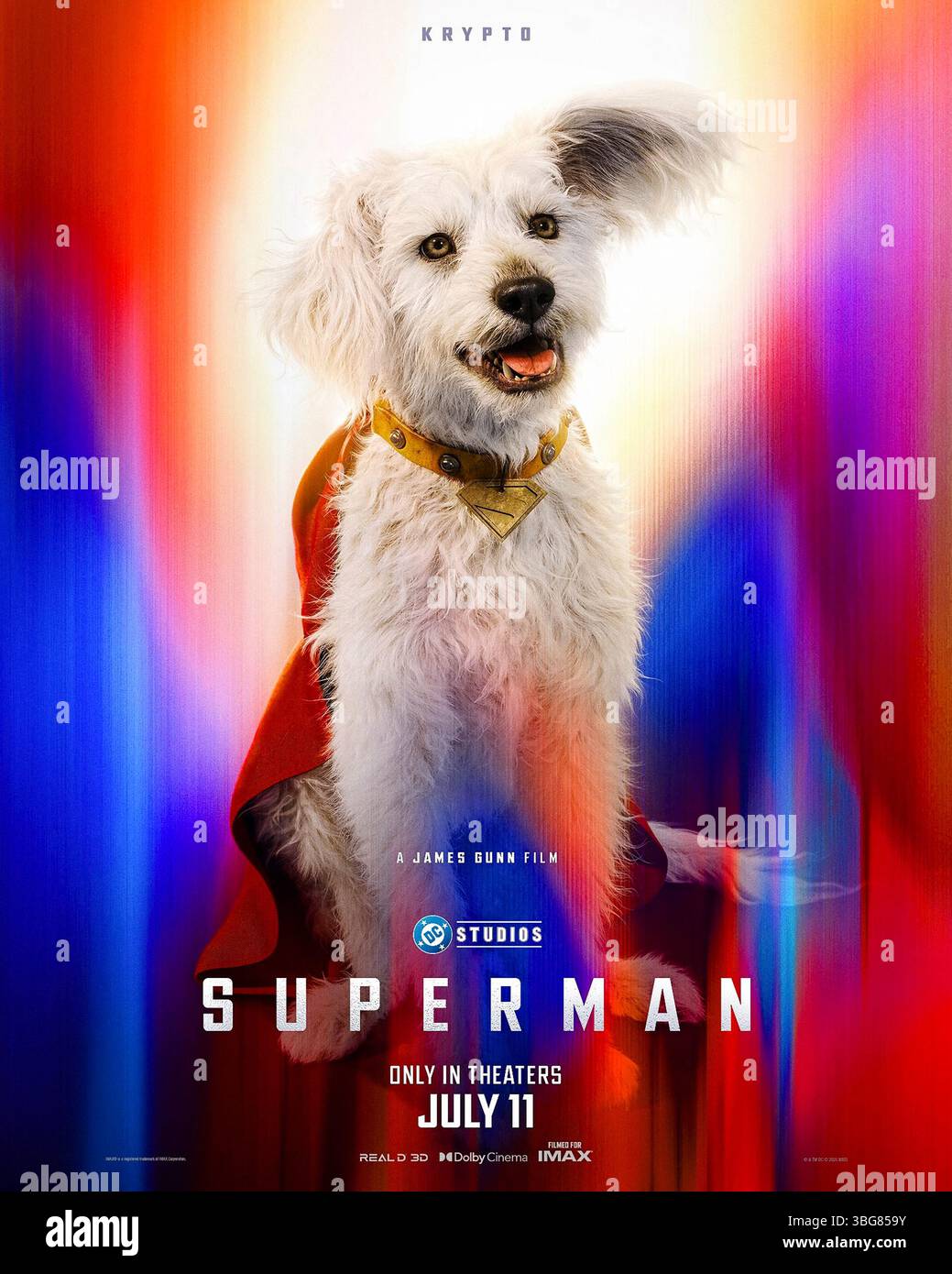 Superman (2025) réalisé par James Gunn et présentant Krypto le Superdog, le chien extraterrestre de Superman. Affiche de personnage AMÉRICAINE À USAGE ÉDITORIAL EXCLUSIF. Crédit : BFA / Warner Bros Banque D'Images