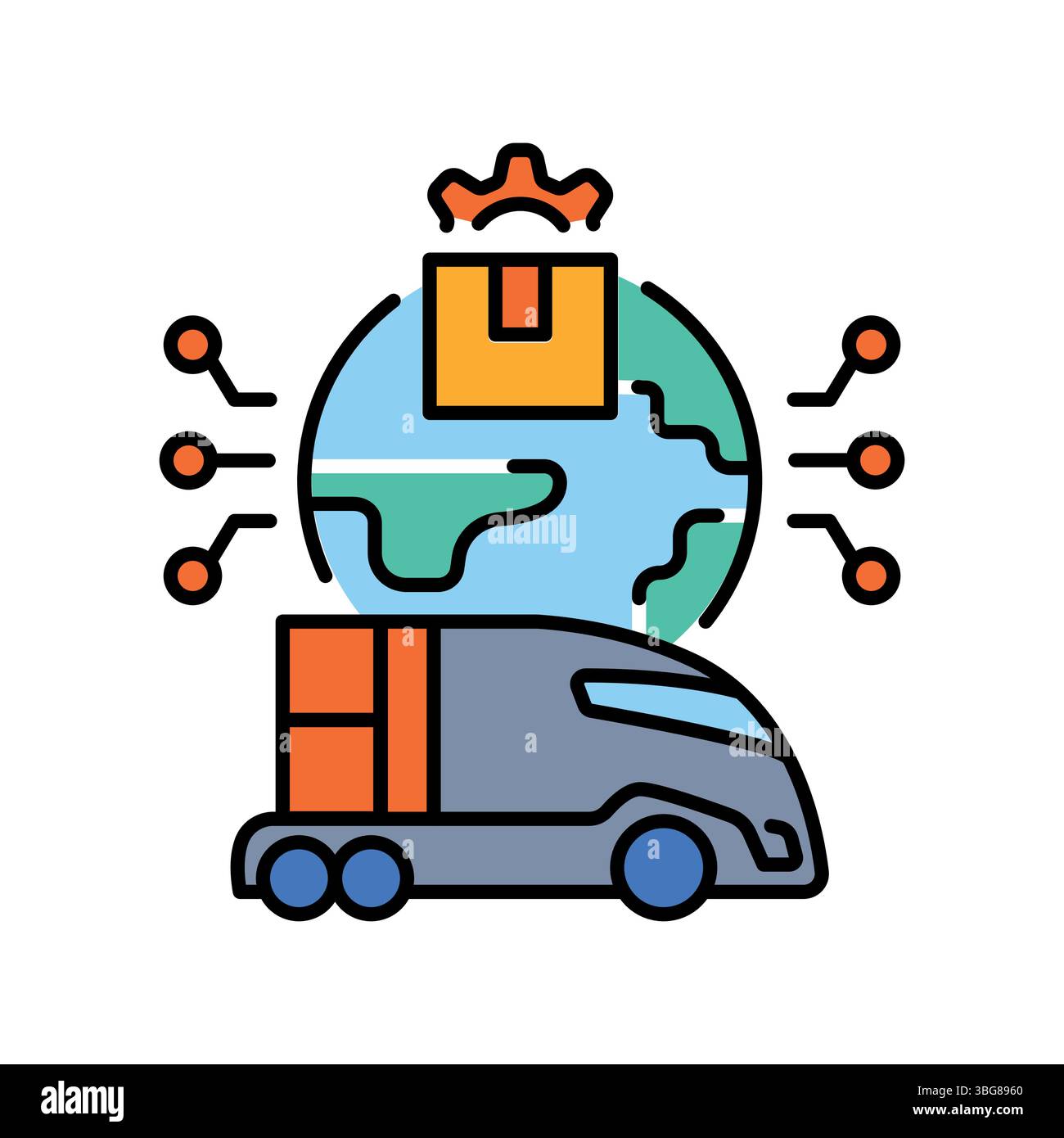 icône de ligne de couleur d'efficacité de la chaîne logistique pour les projets numériques et d'impression. Icônes nettes minimales pour les applications et les sites Web. Icônes simples modernes pour UI UX et Illustration de Vecteur