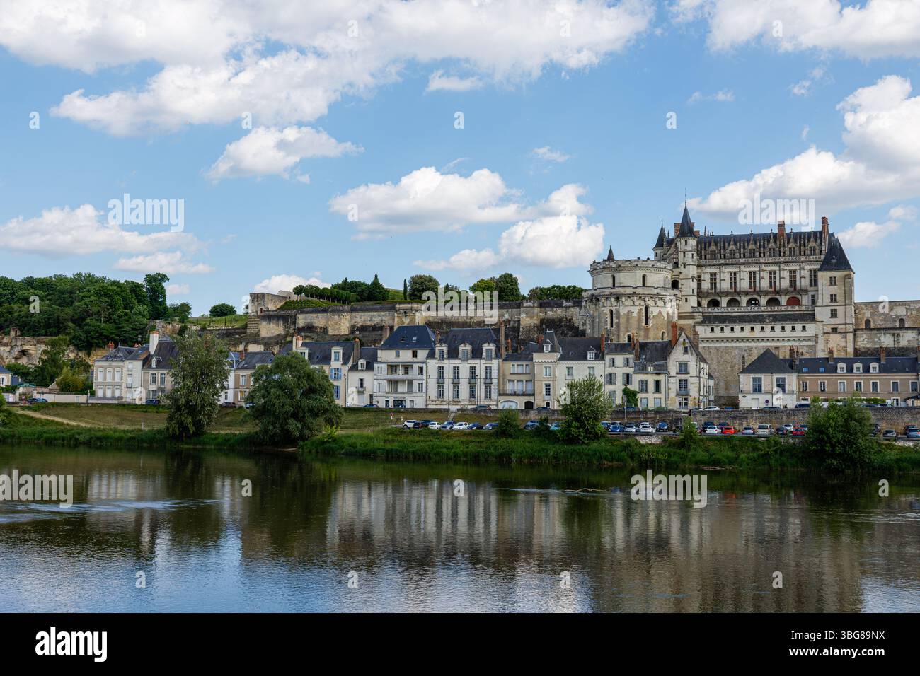Château d'Amboise, France - 5,2025 : Château historique et ville au bord de la rivière Banque D'Images