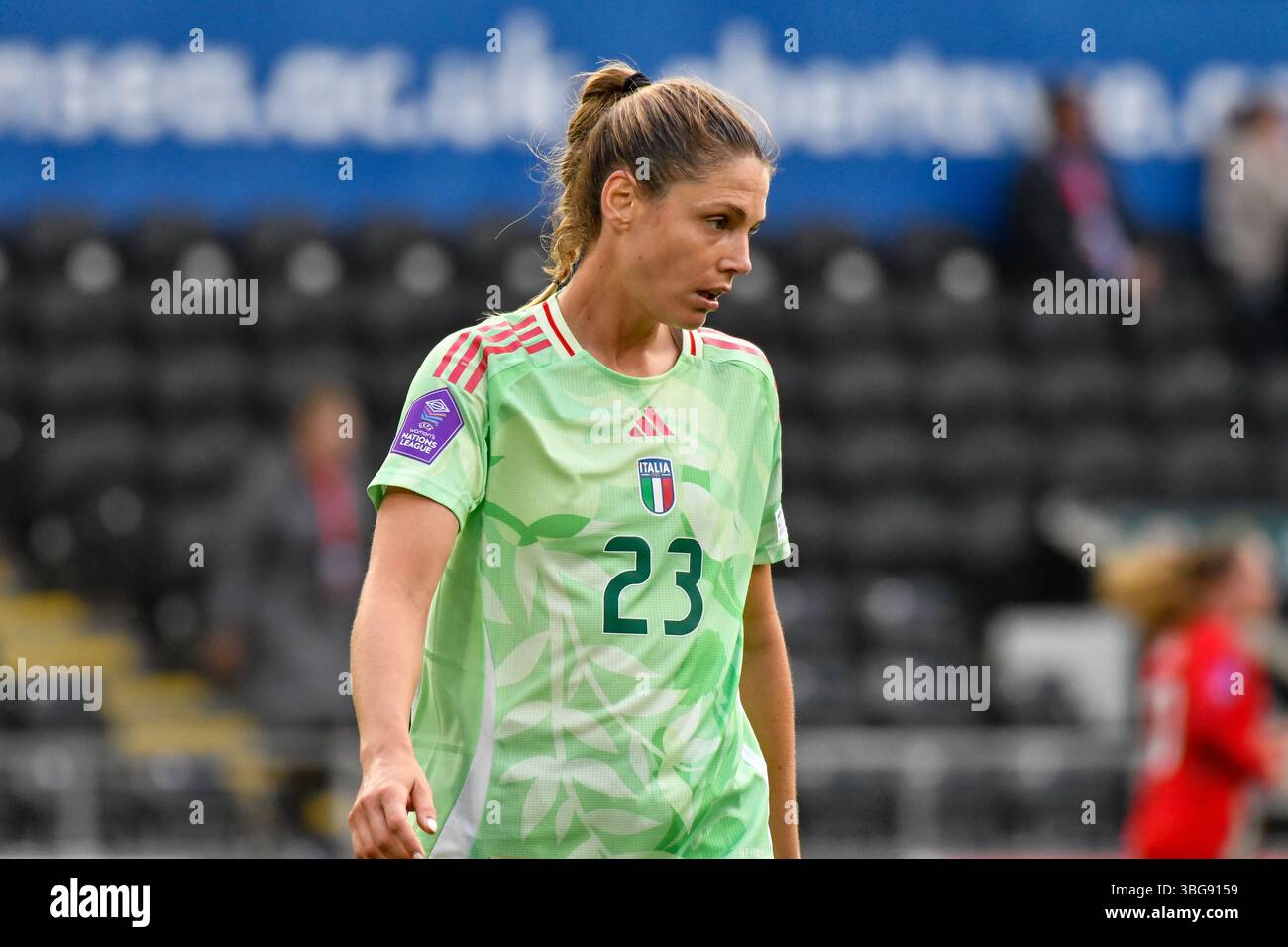 Swansea, pays de Galles. 3 juin 2025. Cecilia Salvai, italienne, lors du match du Groupe A4 de l'UEFA Women's Nations League entre le pays de Galles et l'Italie au stade Swansea.com de Swansea, pays de Galles, Royaume-Uni, le 3 juin 2025. Crédit : Duncan Thomas/Majestic Media. Banque D'Images
