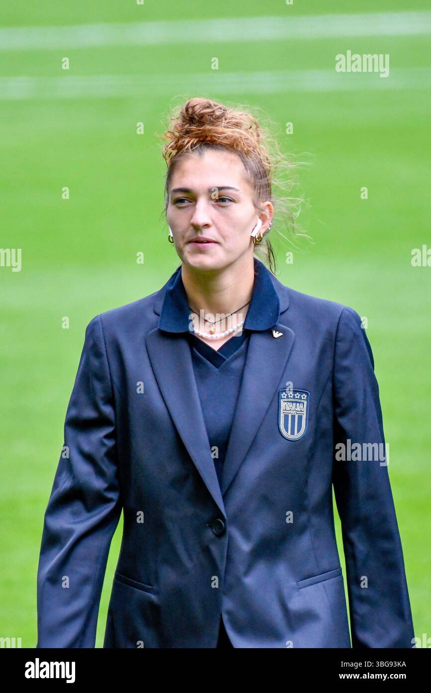 Swansea, pays de Galles. 3 juin 2025. Martina Tomaselli, italienne, avant le match du Groupe A4 de l'UEFA Women's Nations League entre le pays de Galles et l'Italie au stade Swansea.com de Swansea, pays de Galles, Royaume-Uni, le 3 juin 2025. Crédit : Duncan Thomas/Majestic Media. Banque D'Images
