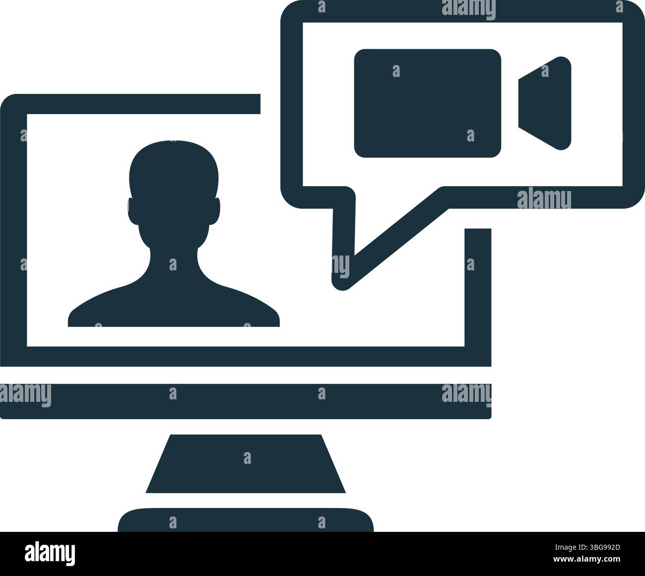 Icône de visioconférence symbolisant une réunion en ligne, un webinaire, un appel vidéo, un événement virtuel et une communication à distance Illustration de Vecteur