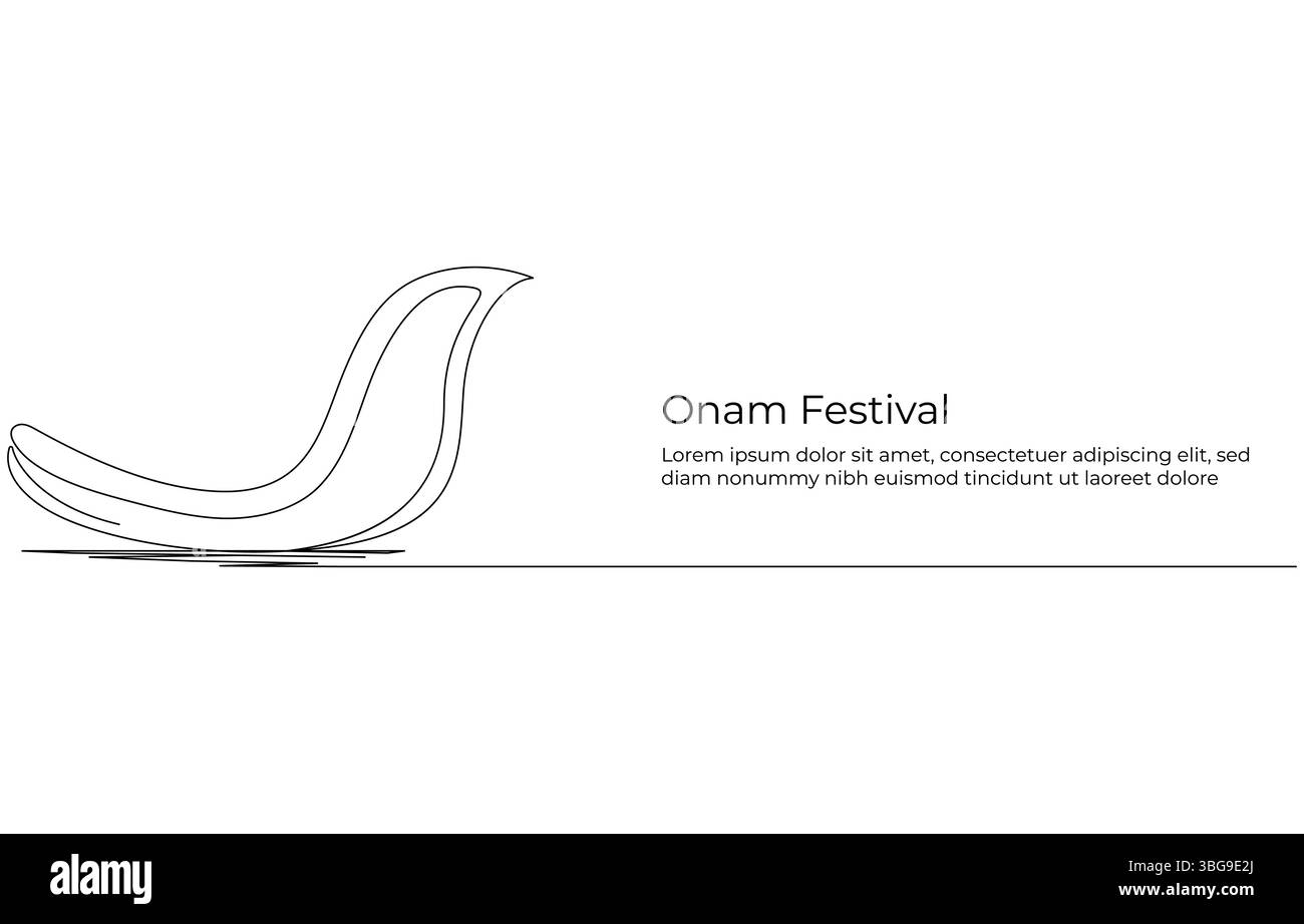 Célébration du festival Onam Une représentation artistique de la danse et de la culture, dessin simple ligne de pot, bananes et œufs, décoration de cloche du festival Happy Onam Illustration de Vecteur