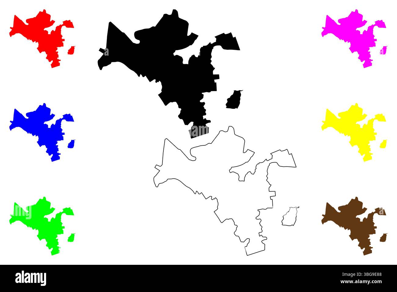 Khomeynishahr ville (République islamique d'Iran, Perse, IRI, province d'Ispahan) illustration vectorielle de carte, croquis de gribouillage carte Khomeini Shahr Illustration de Vecteur
