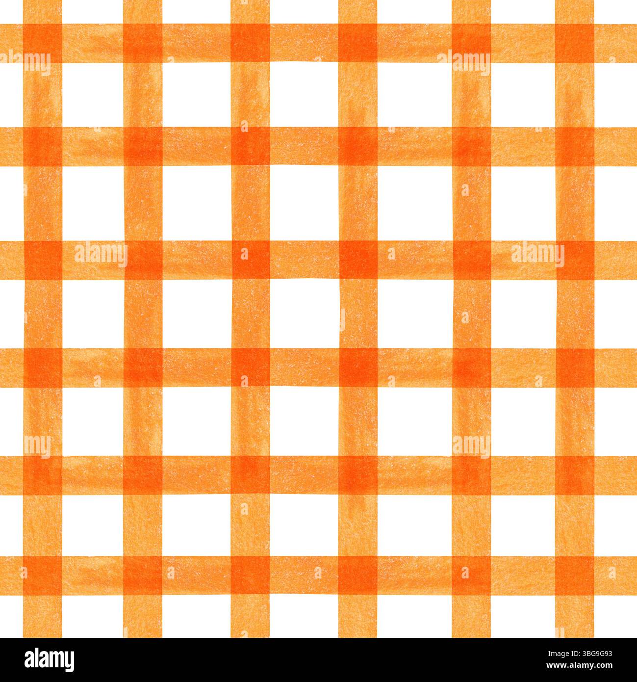 Motif sans couture d'aquarelle Vichy orange Halloween. Fond dessiné à la main à carreaux Banque D'Images