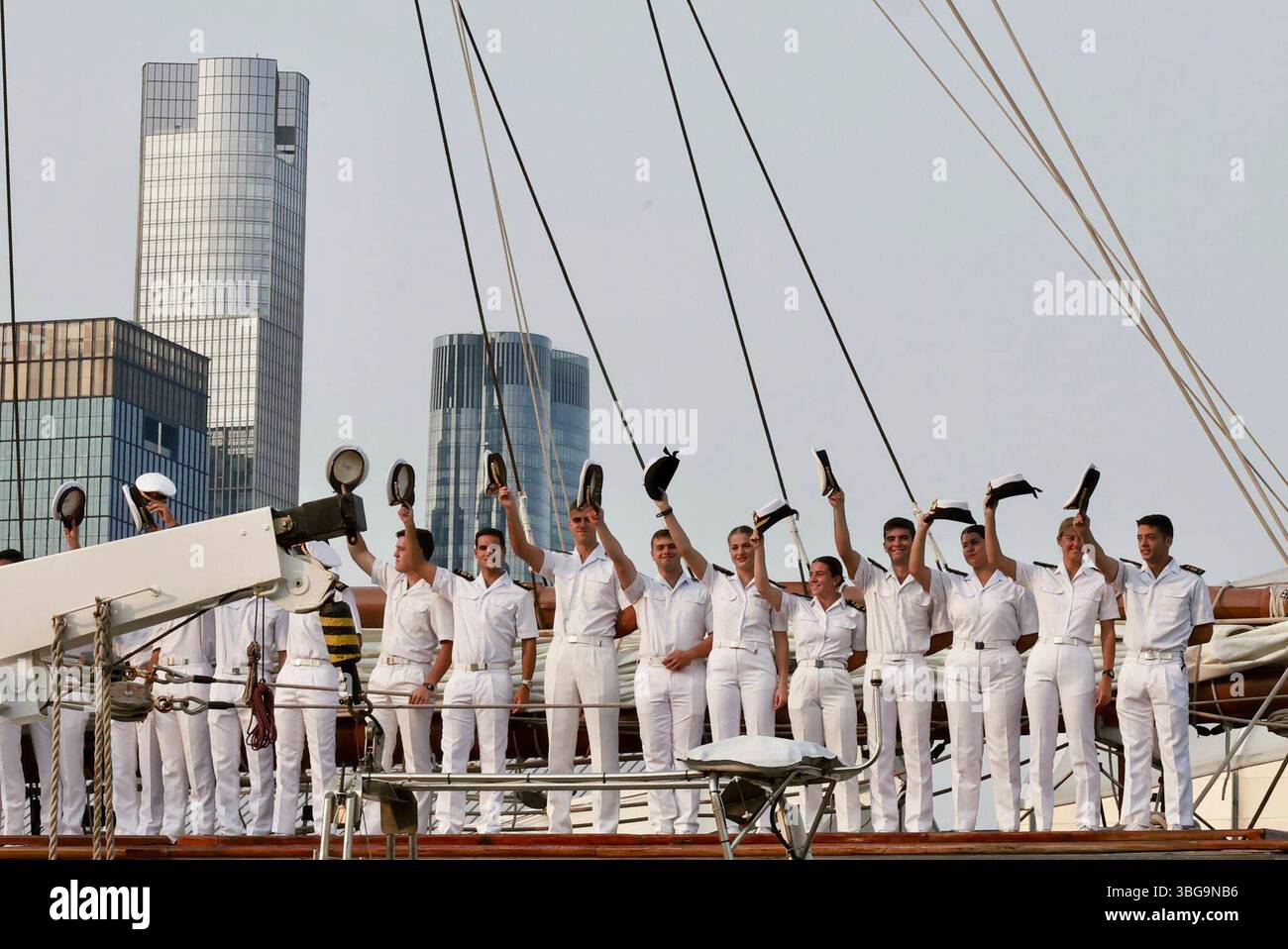 New York, États-Unis. 04 juin 2025. La princesse Leonor de Borbon arrive à New York à bord de Juan Sebastian Elcano à New York le mercredi 4 juin 2025. Crédit : CORDON PRESS/Alamy Live News Banque D'Images