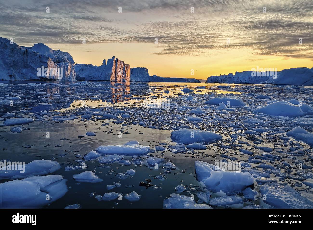 Groenland glaciers Ilulissat au fjord Disco Bay West Greenland Banque D'Images