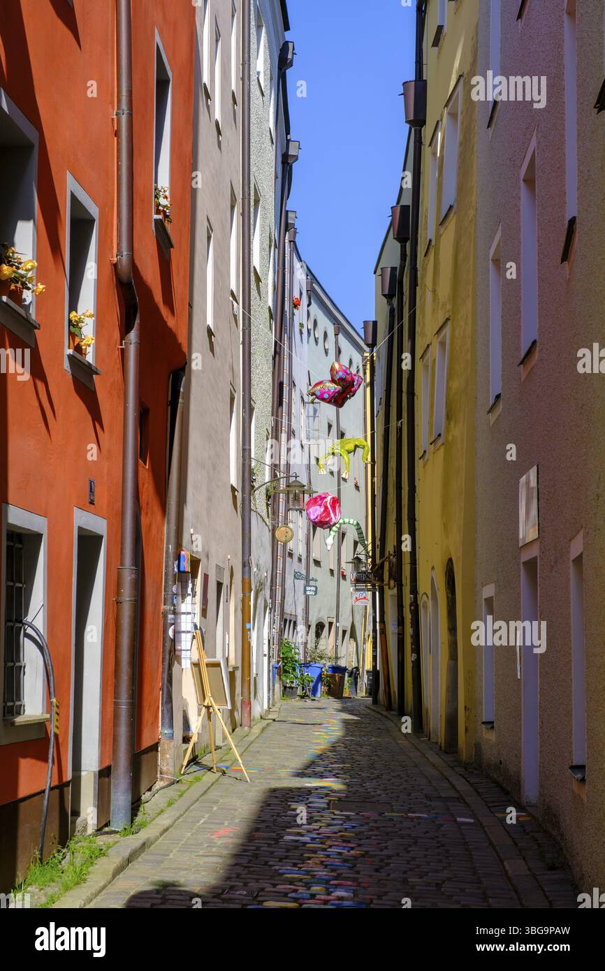Hoellgasse, quartier des artistes, Passau, basse-Bavière, Bavière, Allemagne, Europe Banque D'Images
