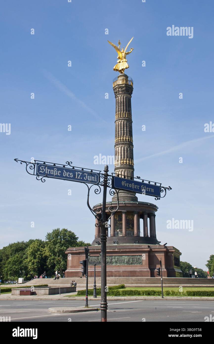 Vue de la colonne de la victoire sur la Grande étoile à Berlin Banque D'Images