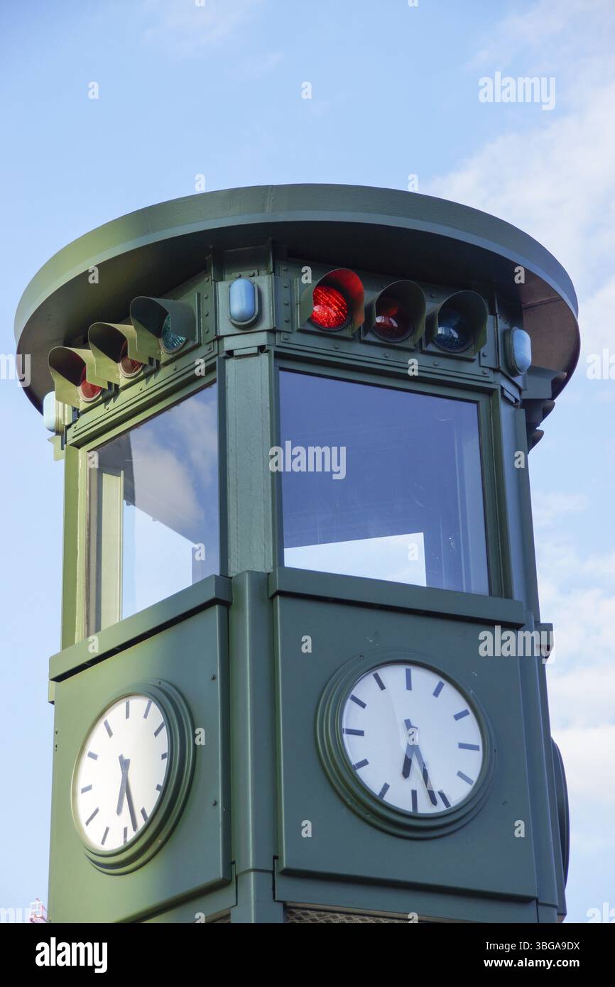 Feux de circulation historiques, Potsdamer place à Berlin, Allemagne, Europe Banque D'Images