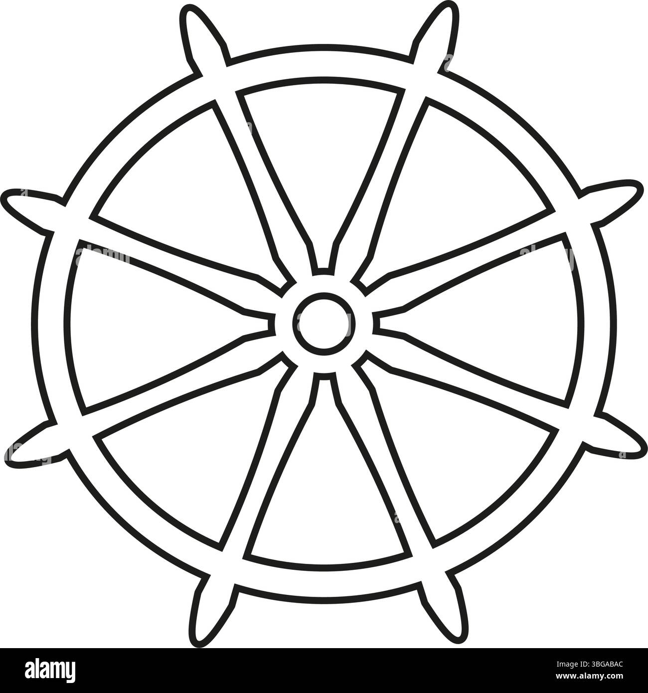 Volant de bateau classique dans la conception Silhouette noire avec huit rayons. Illustration de Vecteur