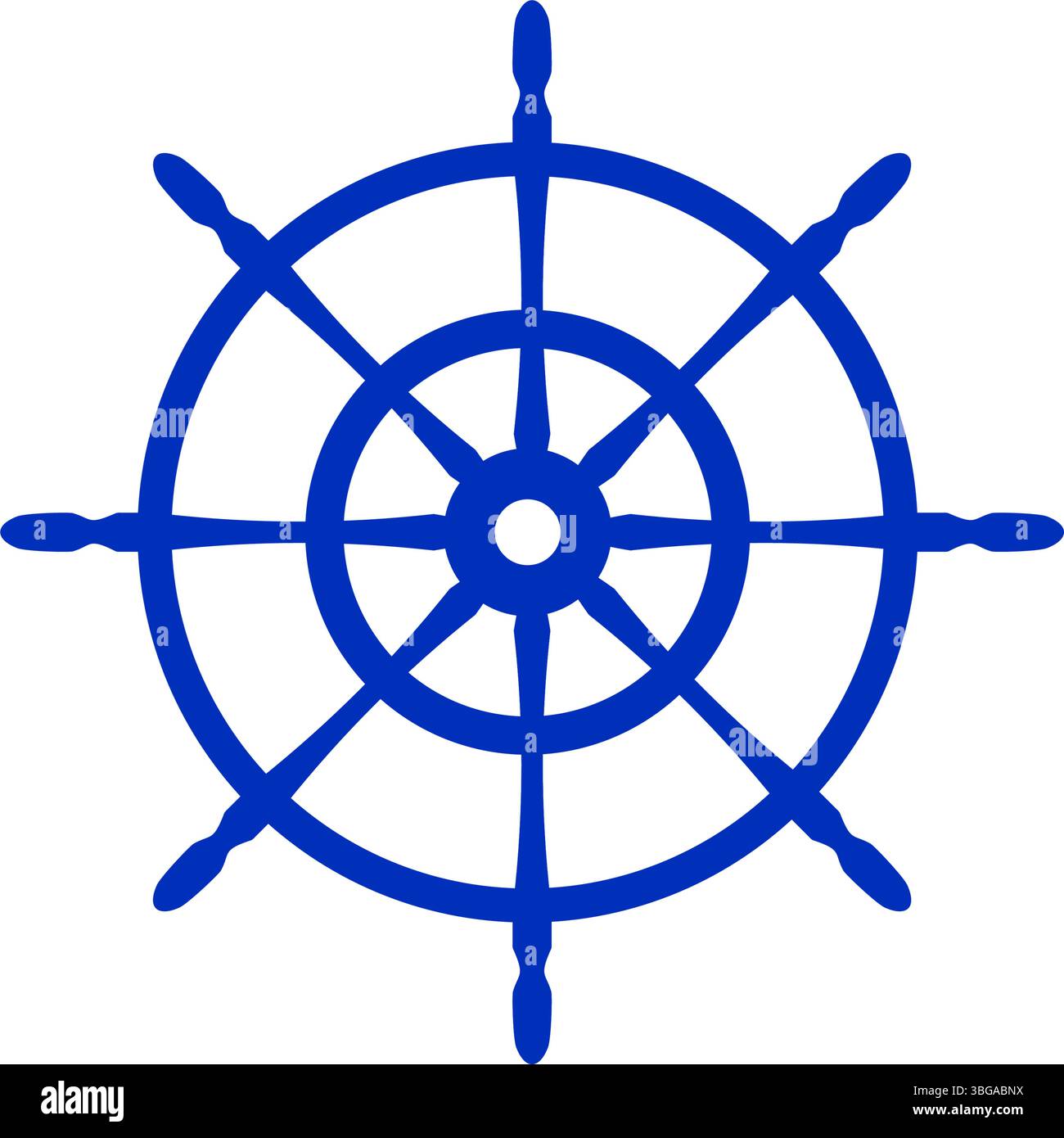 Volant de bateau classique dans la conception Silhouette noire avec huit rayons. Illustration de Vecteur