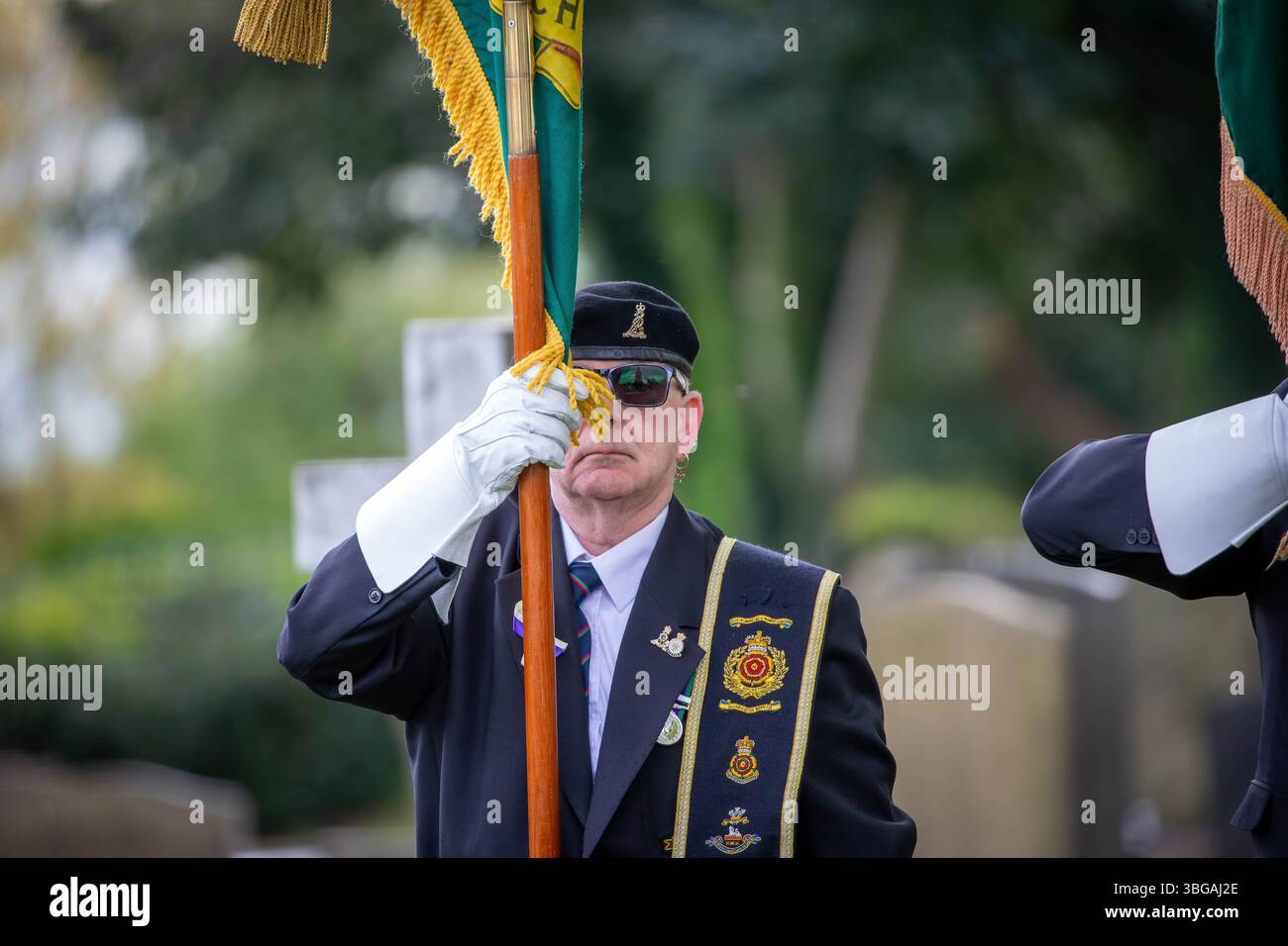 ANZAK Day 2024 a été célébré dans Soldier's Corner au cimetière de Warrington le 28 avril Banque D'Images