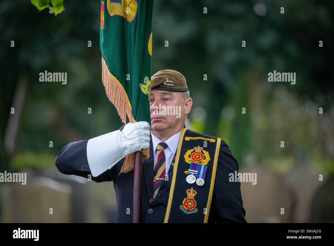 ANZAK Day 2024 a été célébré dans Soldier's Corner au cimetière de Warrington le 28 avril Banque D'Images