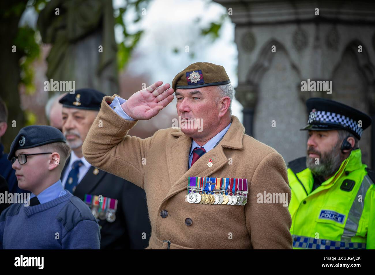 ANZAK Day 2024 a été célébré dans Soldier's Corner au cimetière de Warrington le 28 avril Banque D'Images