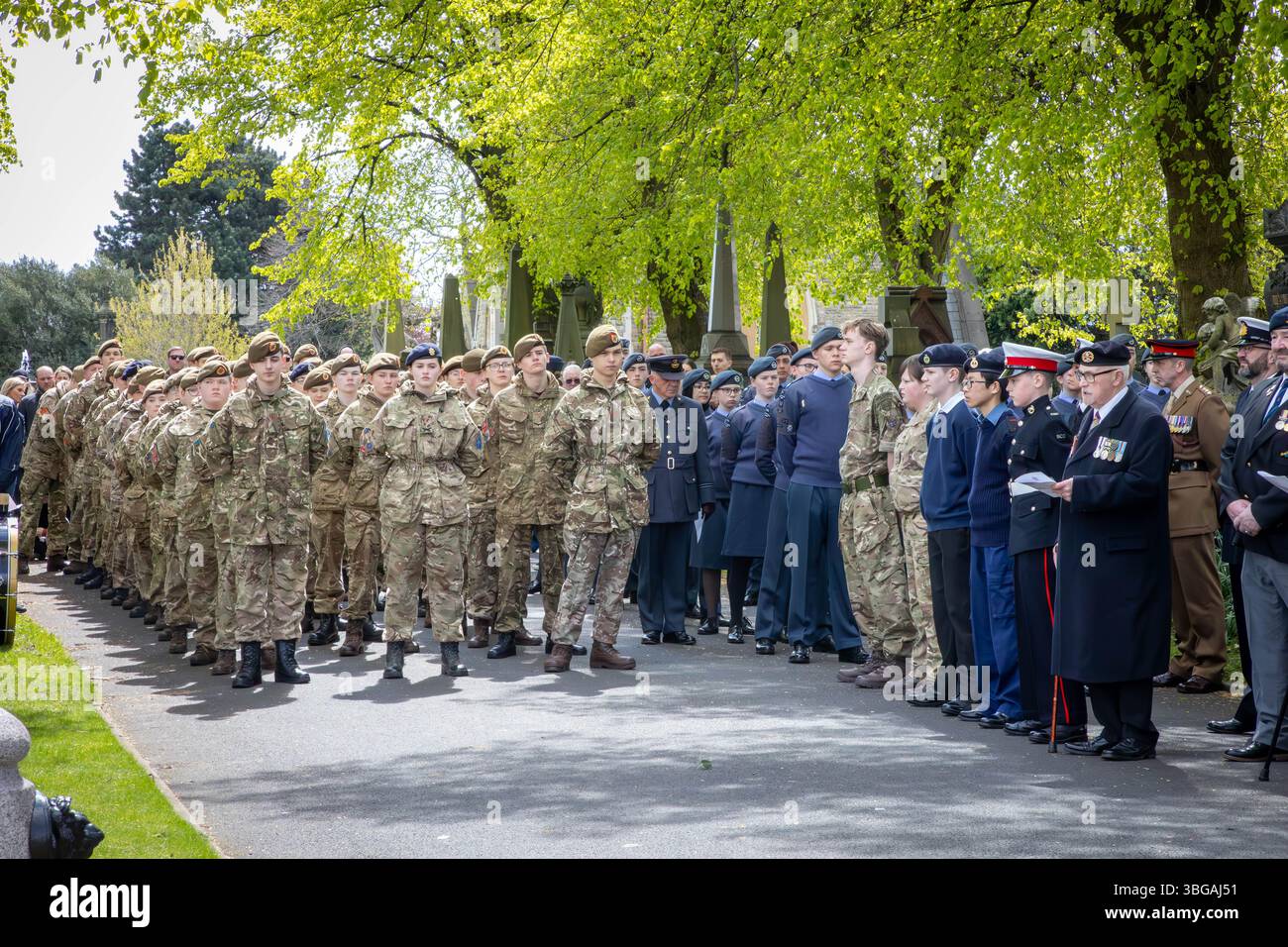 ANZAK Day 2024 a été célébré dans Soldier's Corner au cimetière de Warrington le 28 avril Banque D'Images
